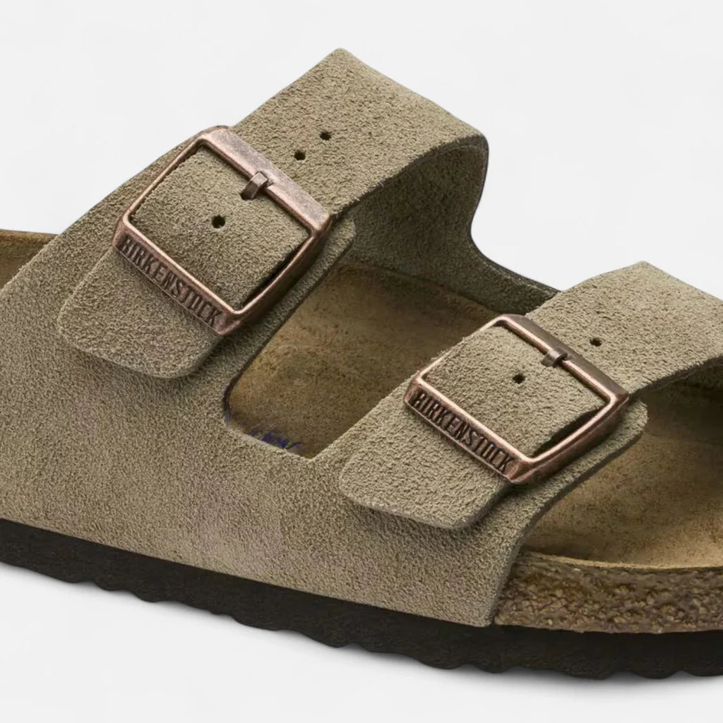 Delravo | Taupe Suede Leather – Casual Sandals with Flexible Anatomical Footbed