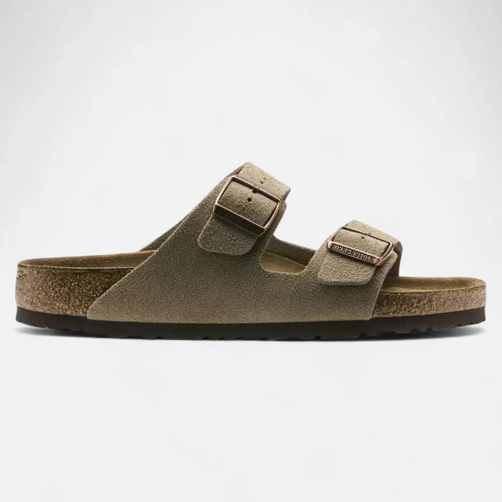 Delravo | Taupe Suede Leather – Casual Sandals with Flexible Anatomical Footbed
