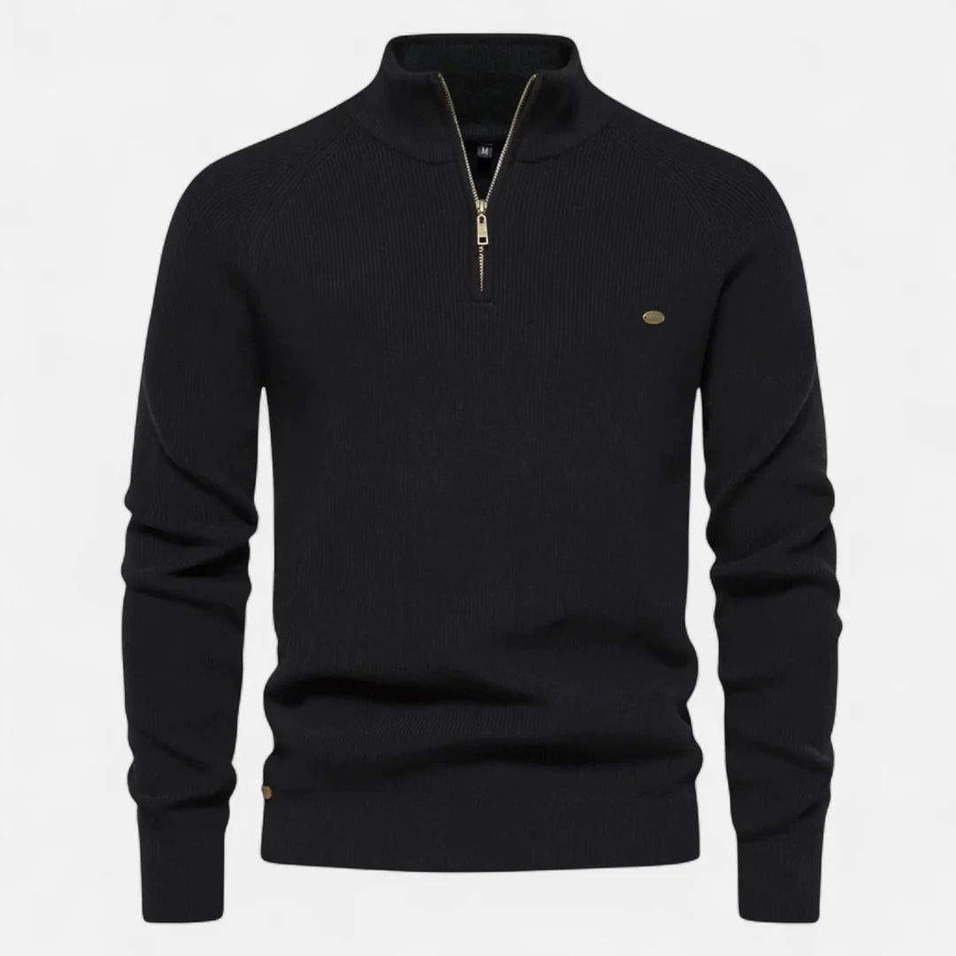 Delravo | Men’s Cotton Zip Sweater – Refined Knitwear for the Season
