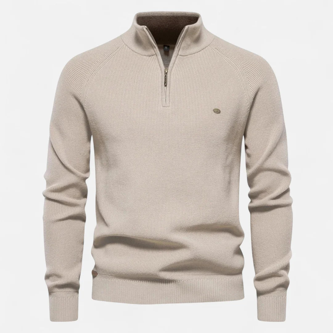 Delravo | Men’s Cotton Zip Sweater – Refined Knitwear for the Season