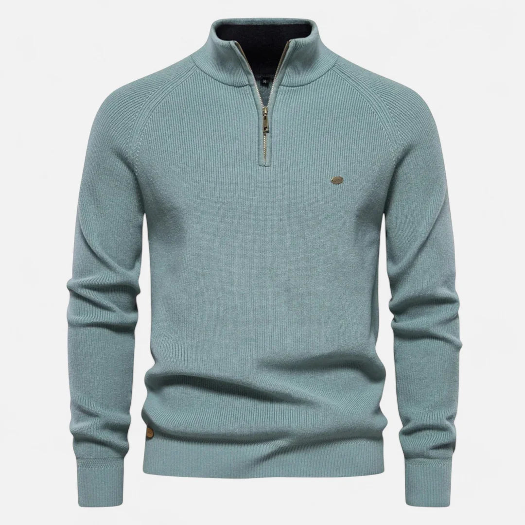 Delravo | Men’s Cotton Zip Sweater – Refined Knitwear for the Season