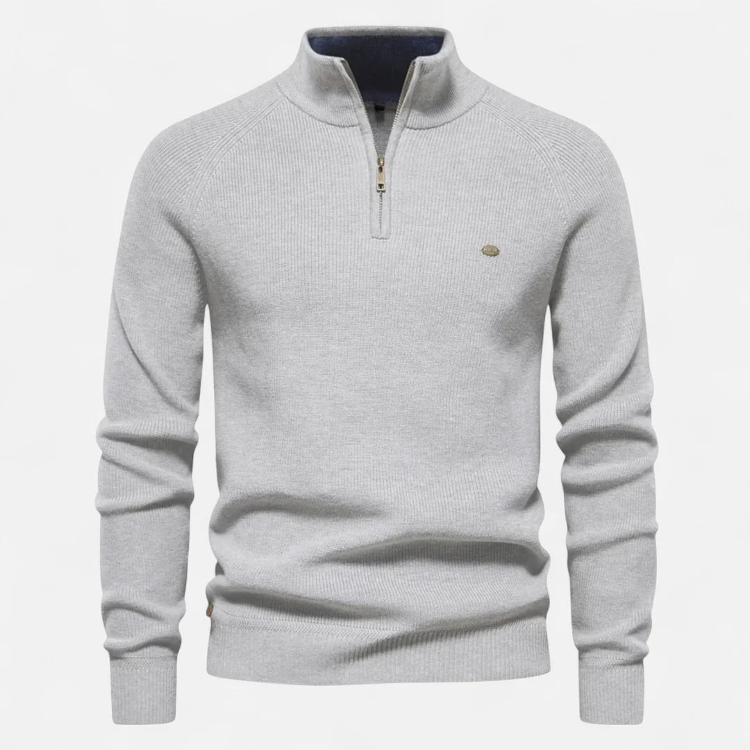 Delravo | Men’s Cotton Zip Sweater – Refined Knitwear for the Season