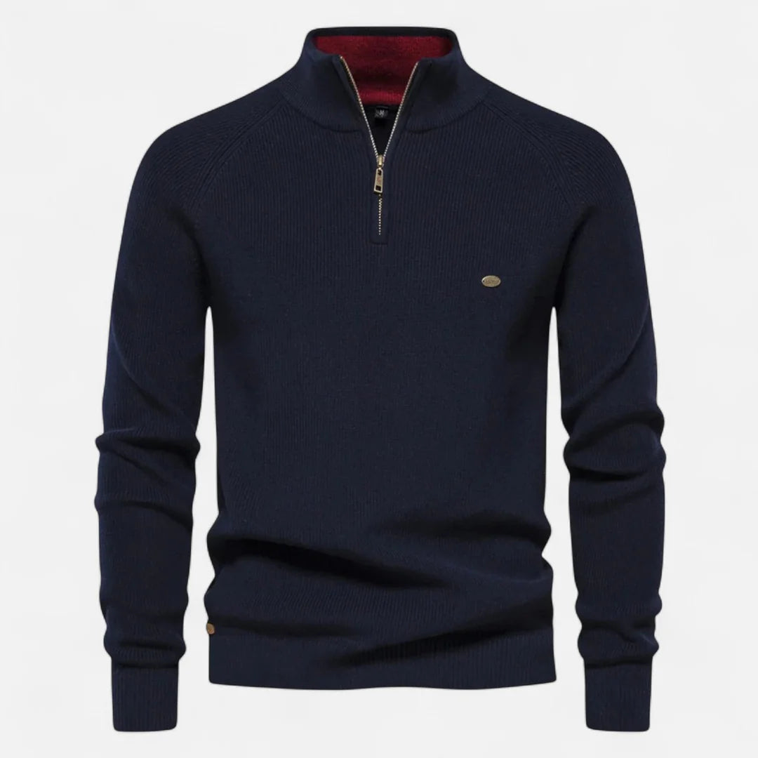 Delravo | Men’s Cotton Zip Sweater – Refined Knitwear for the Season